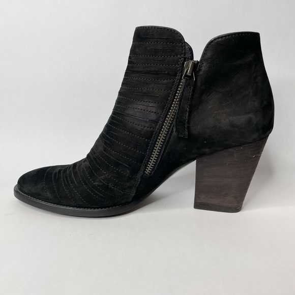 Paul Green Malibu Sliced Black Nubuck Double Zip Stacked Heel Bootie Size 7.5 - Picture 5 of 12